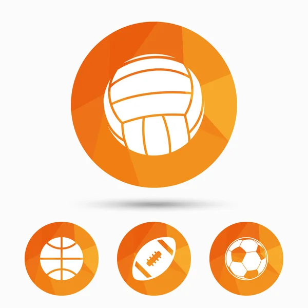 Palle sportive. Pallavolo, Pallacanestro, Calcio . — Vettoriale Stock