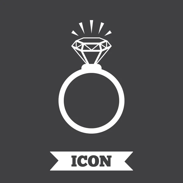 Ícone de sinal de anel. Jóias com símbolo de diamante . — Vetor de Stock
