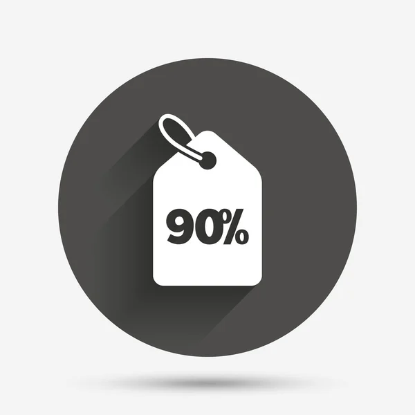 90 percent sale price tag sign icon. — Stock Vector