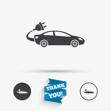 Elektrikli otomobil işareti simgesi. 