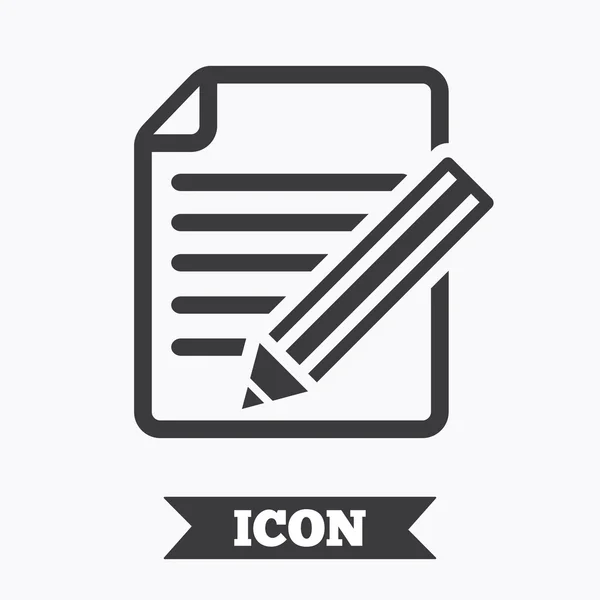 Editar icono de signo de documento . — Vector de stock