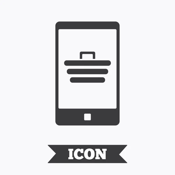 Smartphone met shopping cart teken pictogram. — Stockvector