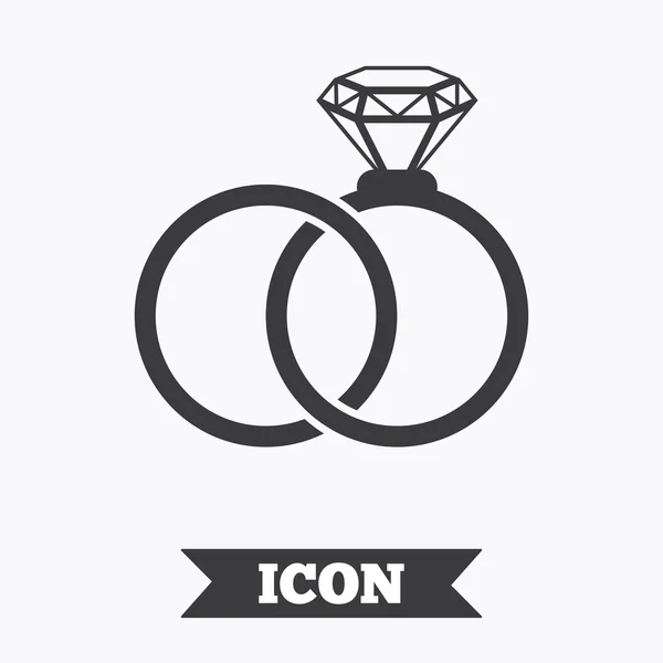 ไอคอนเครื่องหมายแหวนแต่งงาน สัญลักษณ์การหมั้น . — ภาพเวกเตอร์สต็อก