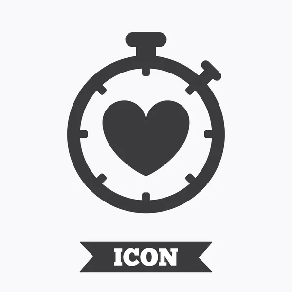 Signo del temporizador del corazón icono. Símbolo cronómetro . — Archivo Imágenes Vectoriales
