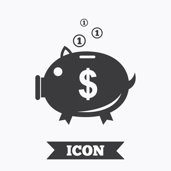 Piggy bank teken pictogram. Moneybox symbool. — Stockvector
