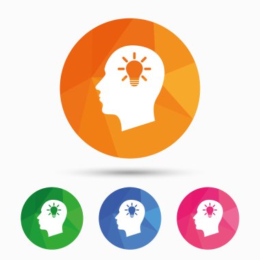 kafa lambası ampul işareti simgesi. erkek insan kafası.