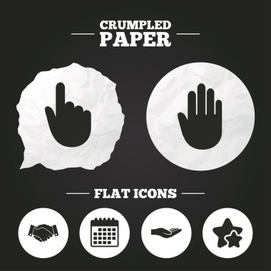 el simgeler. el sıkışma ve buraya tıklayın simgeleri.