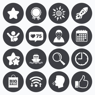 Online alışveriş, e-ticaret ve iş simgeleri.