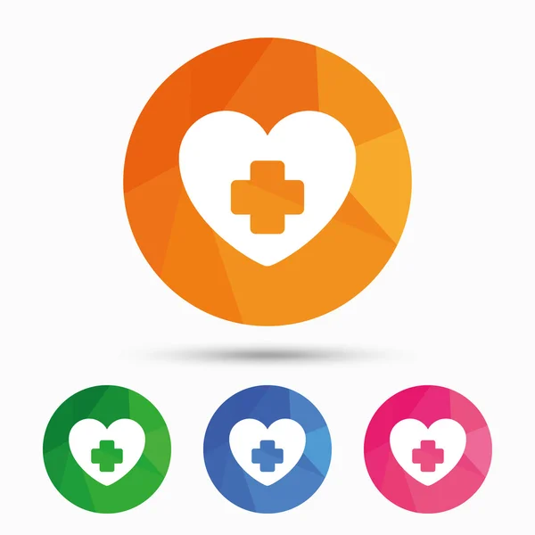 Medical heart sign icon. Cross symbol. — Stock Vector