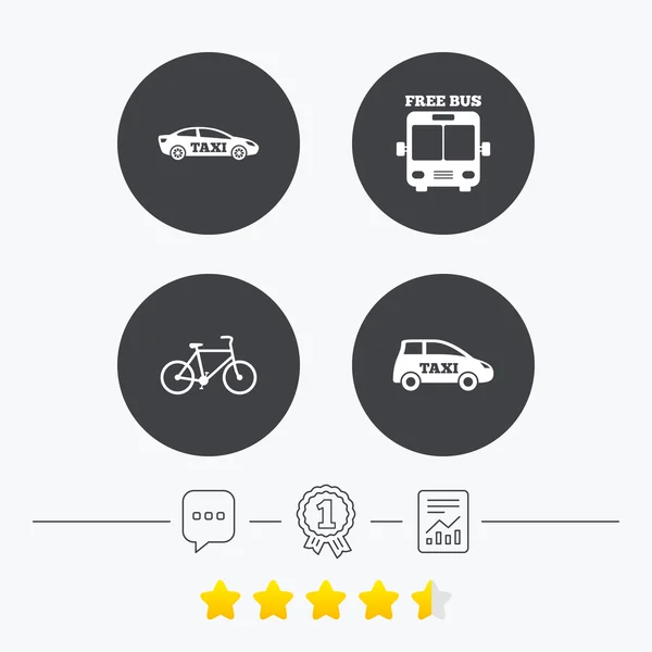 Public transport icons. Free bus, bicycle signs. — Stock Vector