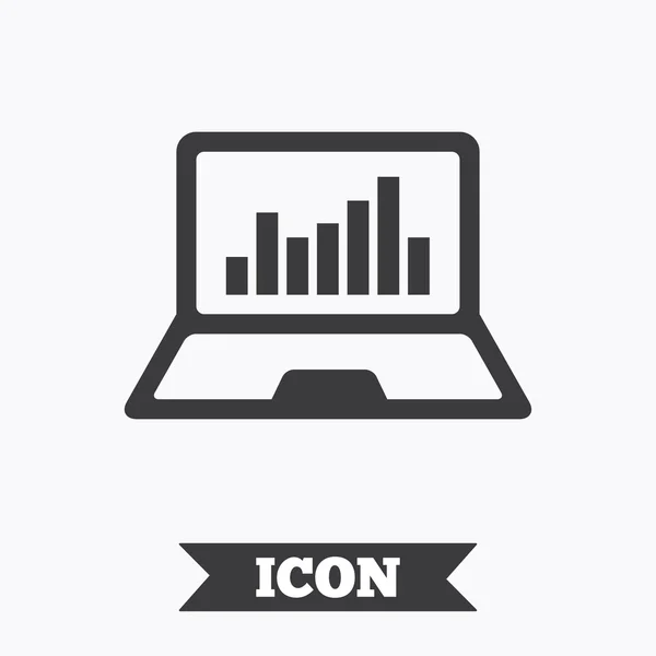 Laptop teken pictogram. notebook pc met grafiek symbool. — Stockvector