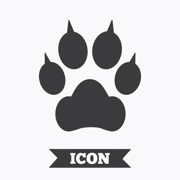 Pata de perro con garras signo icono. Mascotas símbolo . — Vector de stock