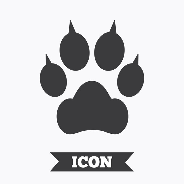 Собачья лапа с иконкой на вывеске. Символ домашних животных
.
