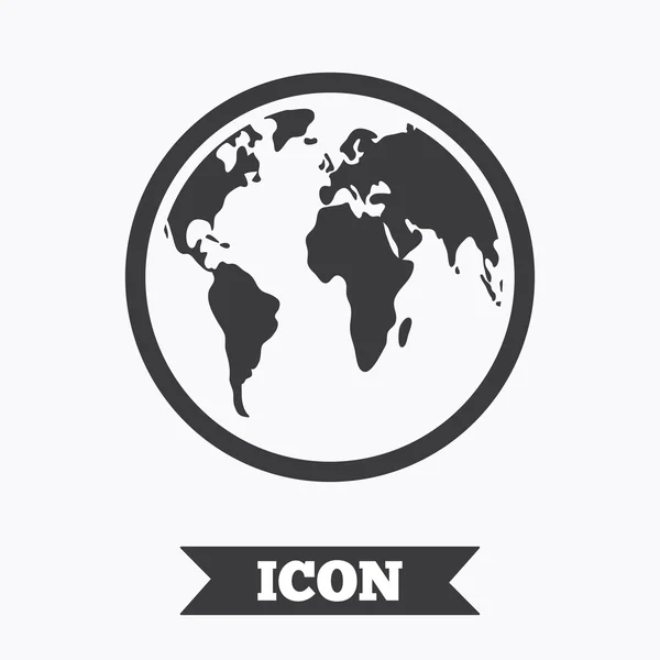Glob ikona znak. symbol Geografia mapa świata. — Wektor stockowy