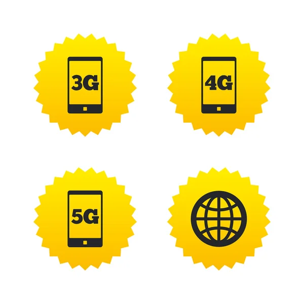 Icônes de télécommunications mobiles. 3G, 4G et 5G . — Image vectorielle