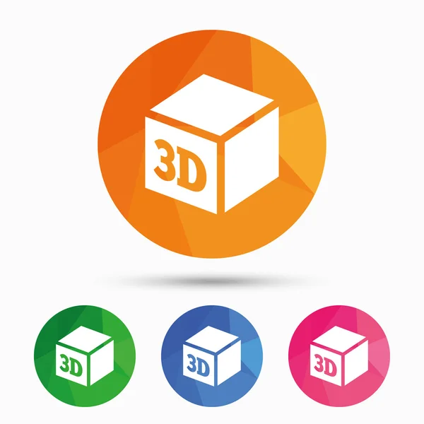 3D tisk znak ikony. 3D kostka tisk symbolu. — Stockový vektor