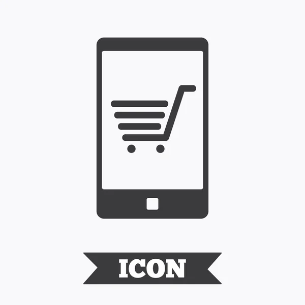 Smartphone con icono de signo de carrito de compras . — Archivo Imágenes Vectoriales