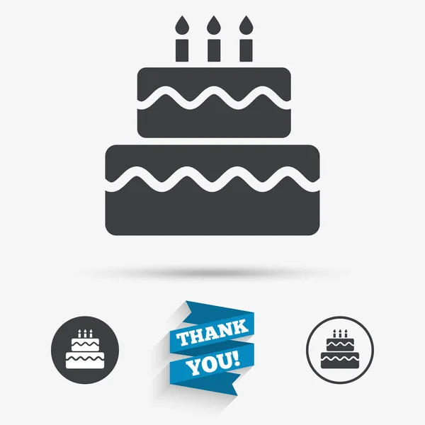Icono de signo de pastel de cumpleaños . — Vector de stock