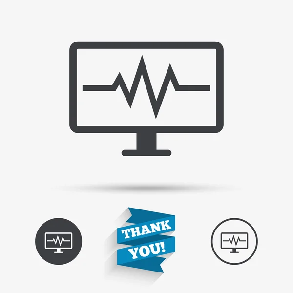 Ícone do sinal de monitorização do cardiograma. Batimentos cardíacos . — Vetor de Stock