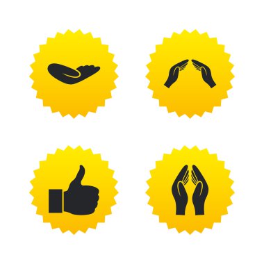 el simgeler. başparmak yukarıya ve sigorta sembolleri gibi.