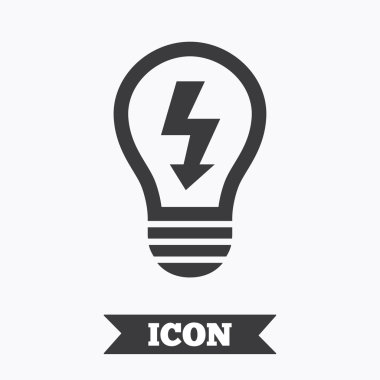 ışık lamba işareti simgesi. Yıldırım sembolü ile ampul.