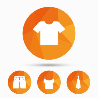 Giysi işaretler. T-shirt ve şort ile pantolon.