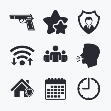 Güvenlik Ajansı simgeler. Ev kalkan koruma.