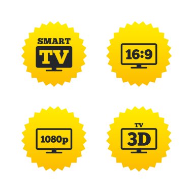 Akıllı Tv modu simgesi. 3D televizyon sembolü.