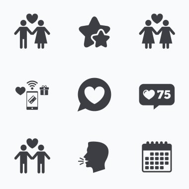 Çift simgesi tr. lezbiyen ve gay sevenler işaretleri.