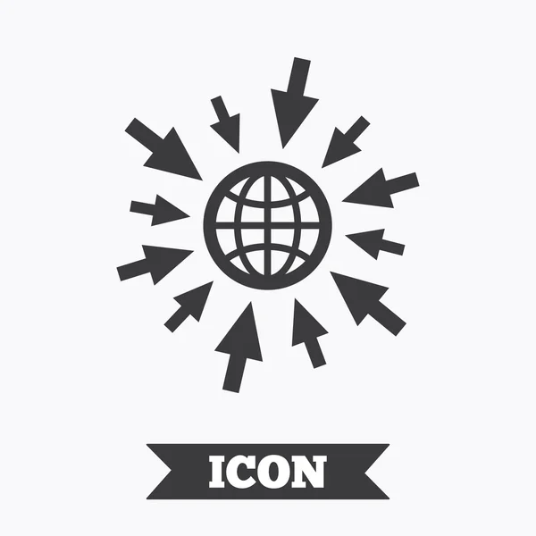 Ga naar Web icon. Wereldbol met muiscursors. — Stockvector