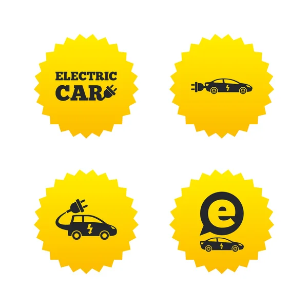 Electric car sign. Sedan and Hatchback transport — Stock Vector