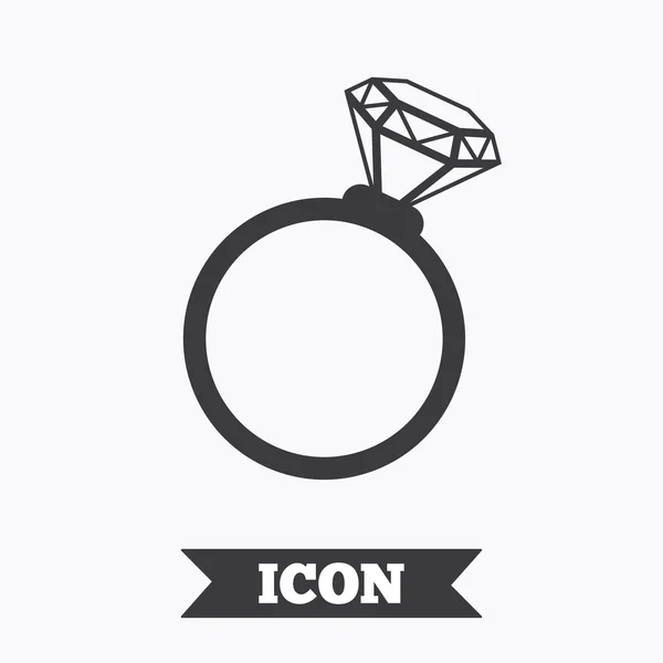 Icono de señal de anillo. Joyas con símbolo de diamante . — Vector de stock