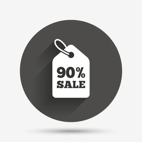 90 percent sale price tag sign icon. — Stock Vector