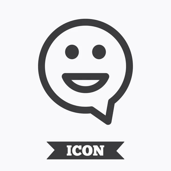 Cara feliz habla símbolo de burbuja. Icono de sonrisa . — Vector de stock