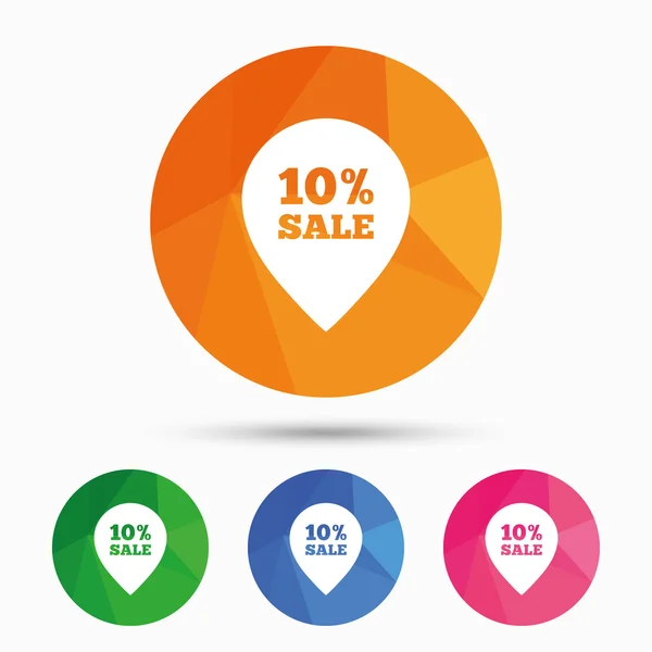 10 percent sale pointer tag sign icon. — Stock Vector