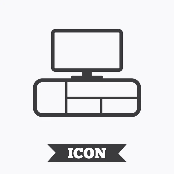 TV stůl znamení ikona. moderní nábytek symbol. — Stockový vektor