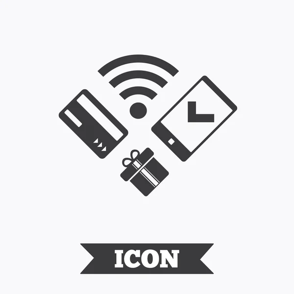 Pictogram voor mobiele betalingen. Smartphone, creditcard. — Stockvector