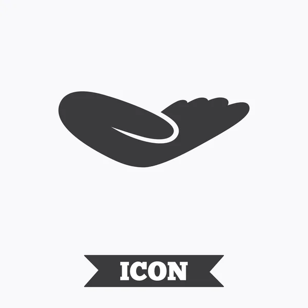 Icono de signo de mano de donación. Caridad o dotación . — Vector de stock