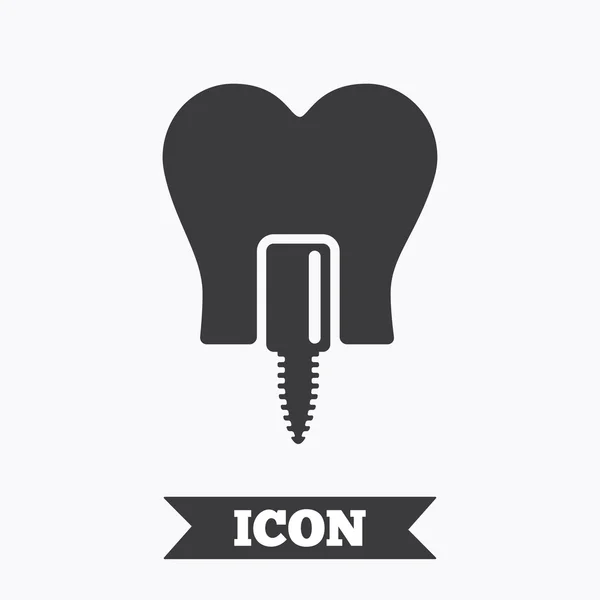 Icono de signo de implante dental . — Vector de stock