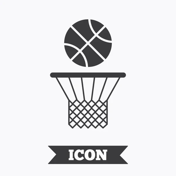 Cesta de baloncesto e icono de pelota . — Vector de stock