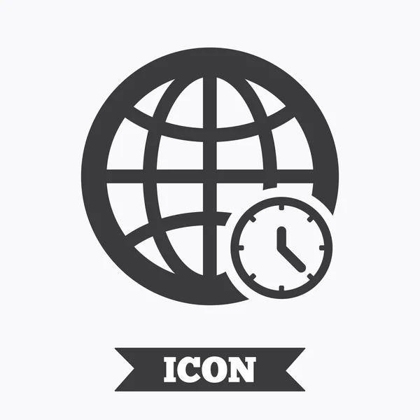 Wereld tijd teken pictogram. Universal Tijdsymbool. — Stockvector