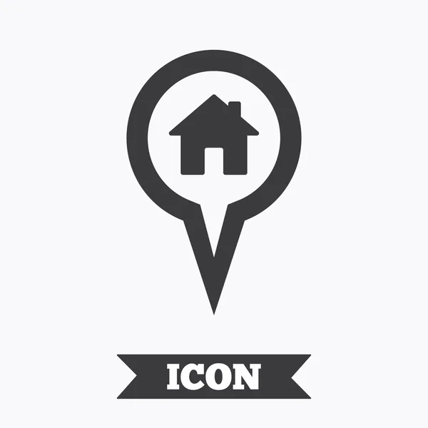 Mapa wskaźnik dom ikona znak. symbol znacznika. — Wektor stockowy