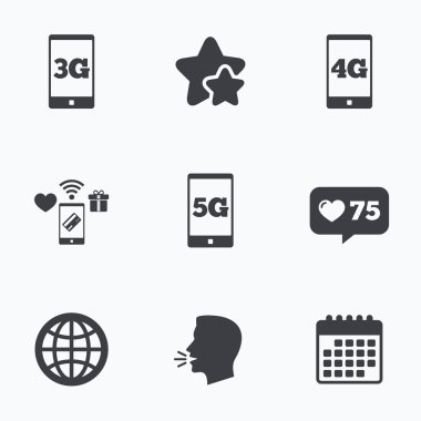 Mobil telekomünikasyon simgeler. 5g, 4g ve 3g.