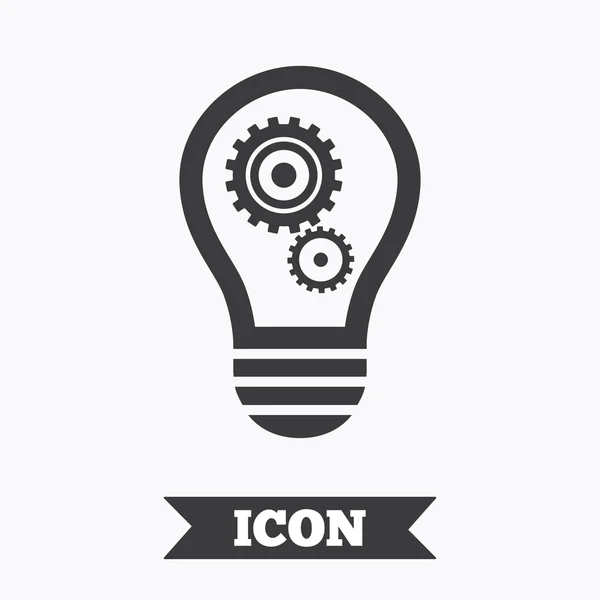 Light lamp sign icon. Bulb with gears symbol. — Stock Vector