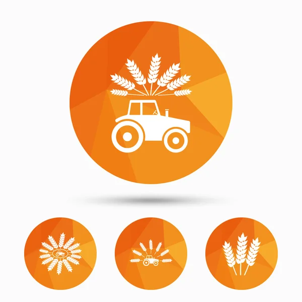 Tractor icons. Agricultural industry transport. — Stock Vector