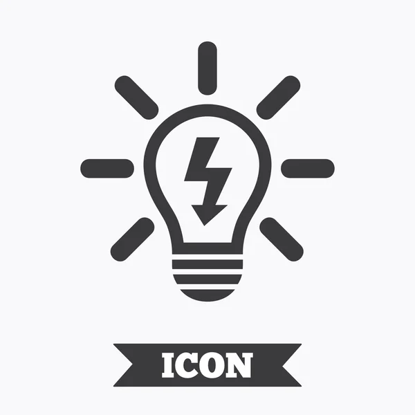 Light lamp sign icon. Bulb with lightning symbol. — Stock Vector