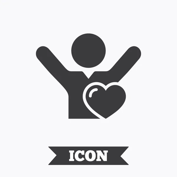 Les fans adorent l'icône. Homme levé les mains signe haut . — Image vectorielle
