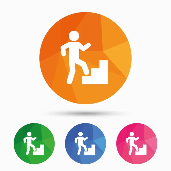 Icono de arriba. Humano caminando en la escalera signo . — Vector de stock