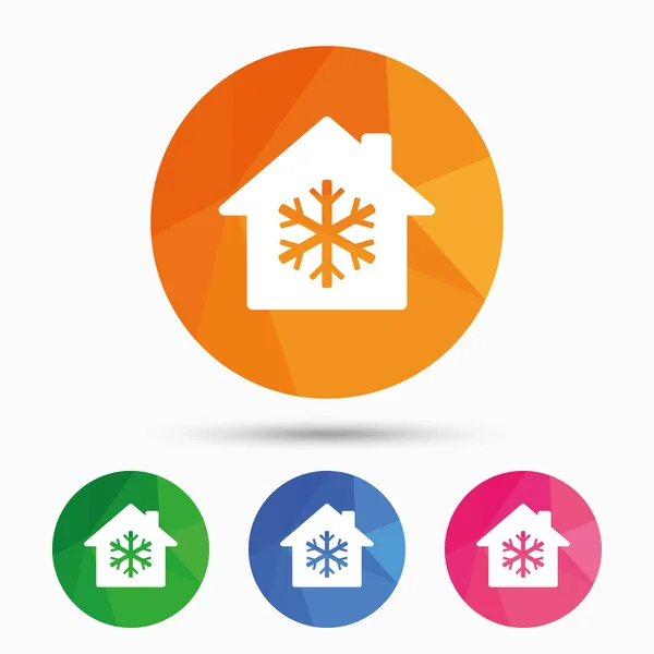 Urządzenia klimatyzacyjne wewnątrz ikona. Znak śnieżynka. — Wektor stockowy
