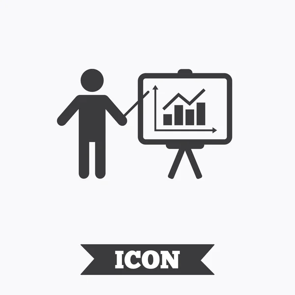 Panneau d'affichage de présentation icône. Symbole du diagramme . — Image vectorielle